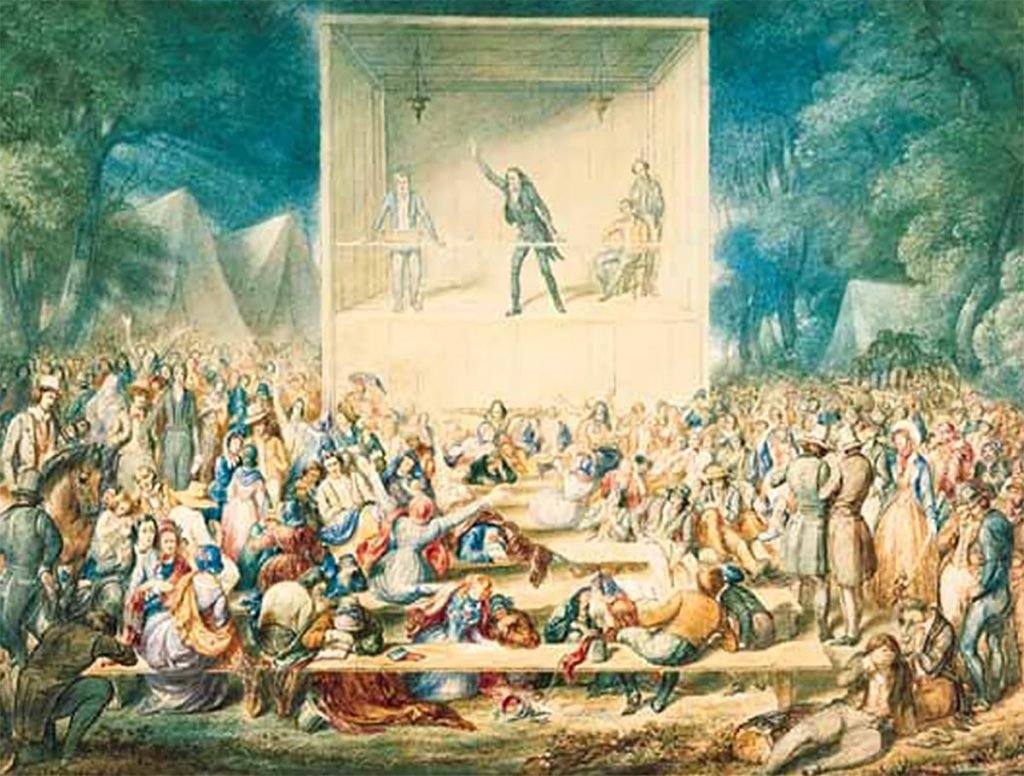 Ilustración de una campaña evangelística del Segundo Gran Despertar