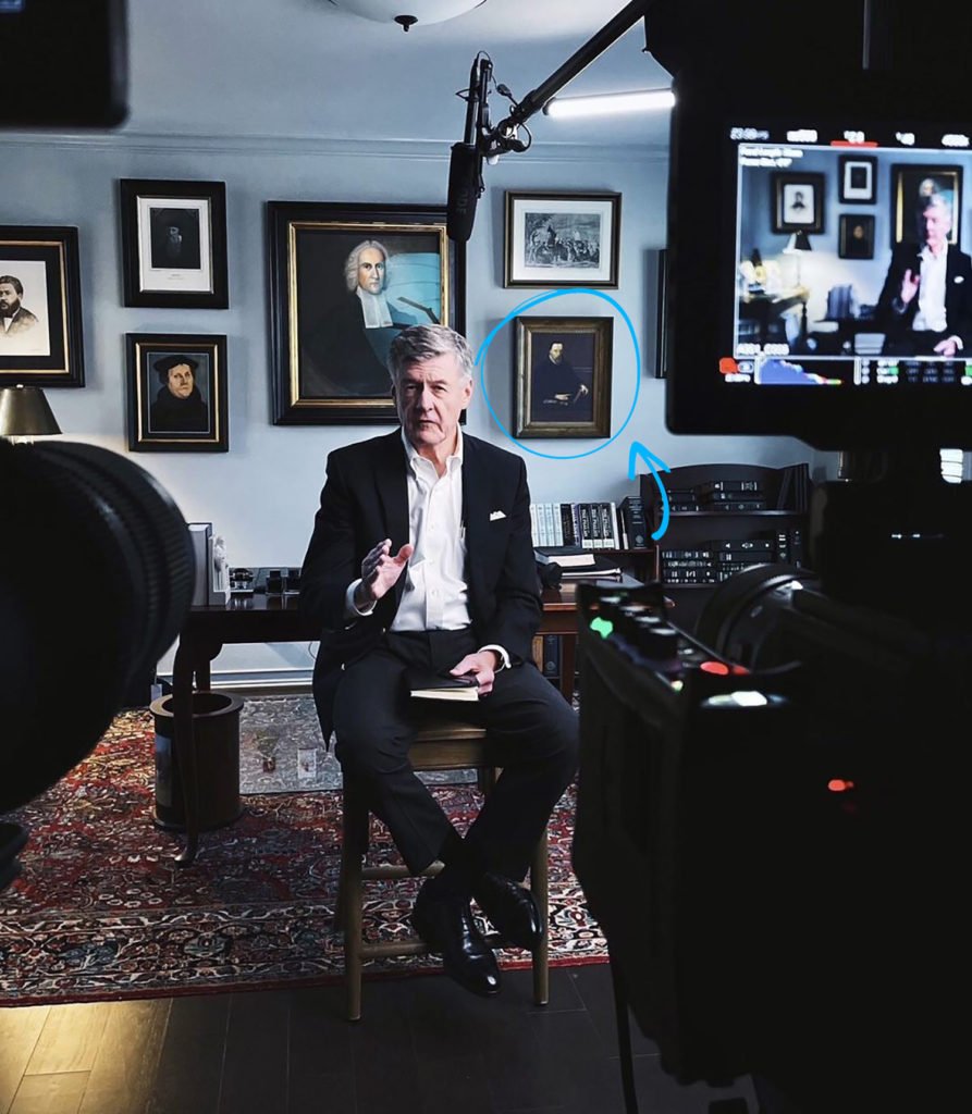 Estudio del Dr. Steven J. Lawson en el que se puede ver una copia de la pintura de Tyndale