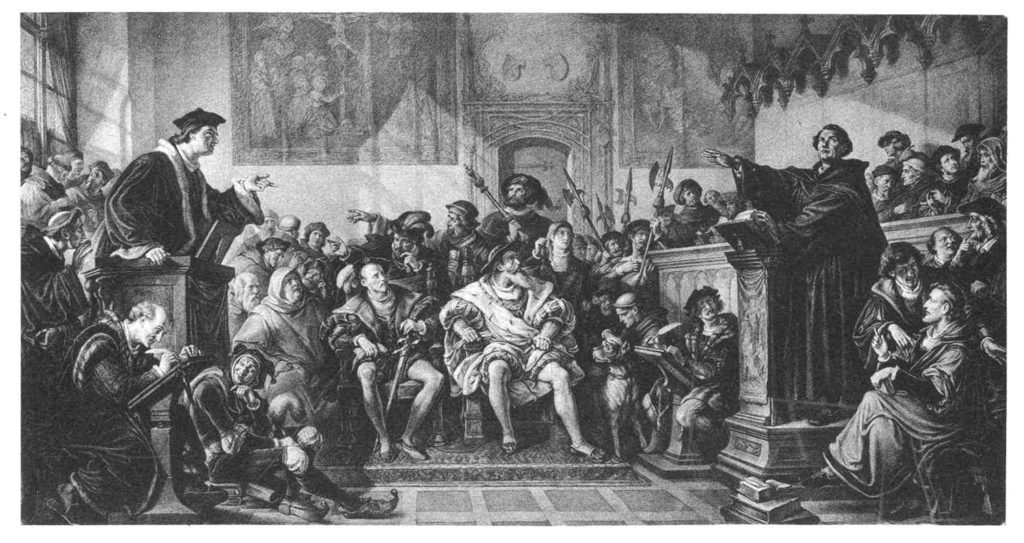 Representación de la famosa disputa de Leipzig.