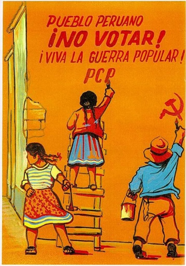 Cartel de Sendero Luminoso llamando al boicot electoral.