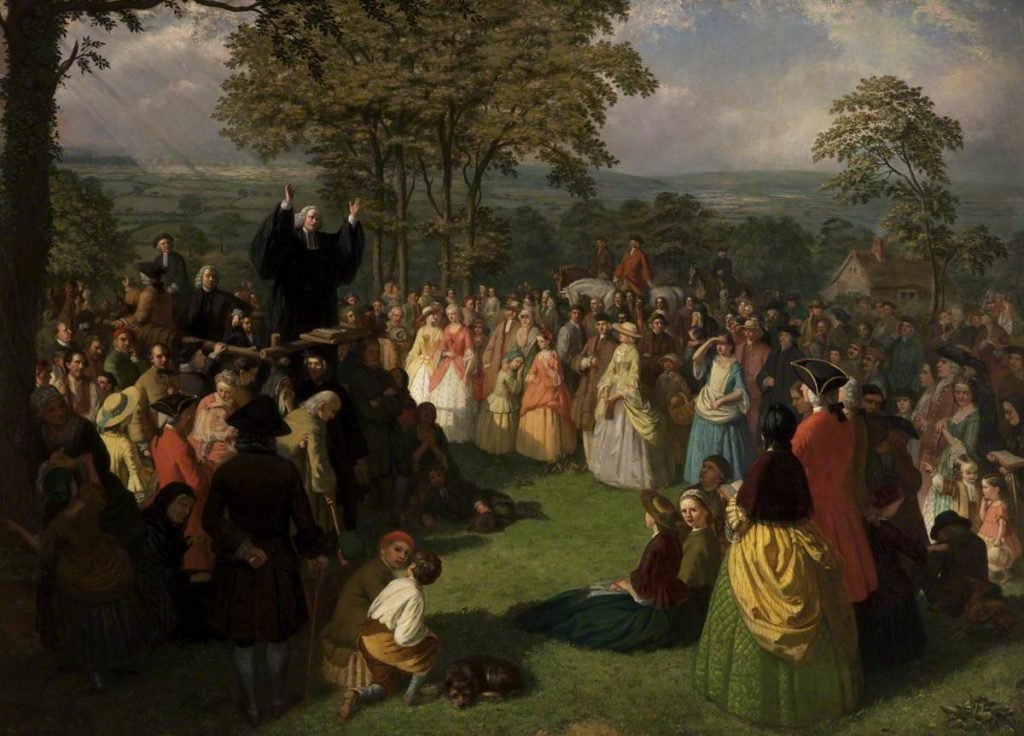 Predicación de George Whitefield al aire libre.