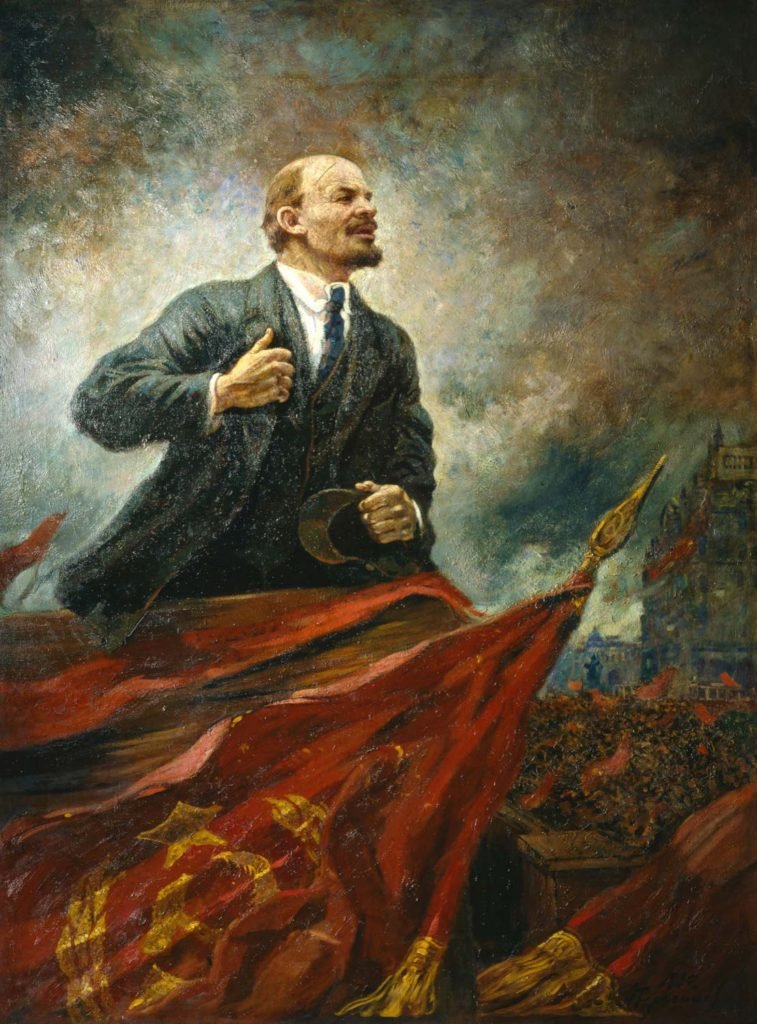 Vladímir Lenin en un afiche de propaganda soviético.